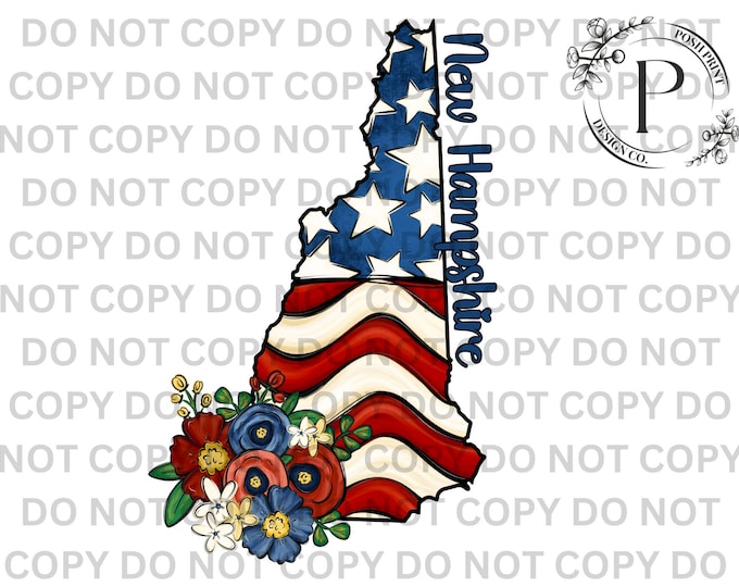 New Hampshire PNG, Patriotic, Sublimation, USA, T-Shirt Design, Commercial Use, Digital Download