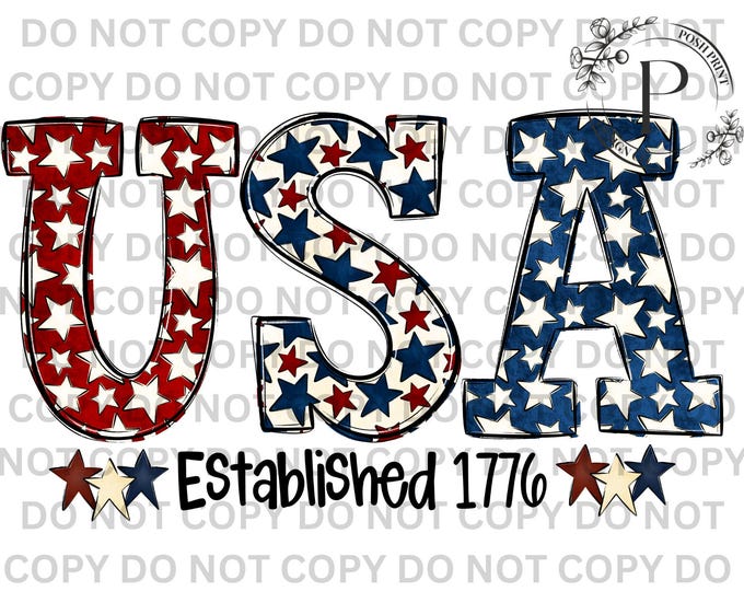 Patriotic USA PNG | 4th of July Sublimation Design | American Stars Red White Blue | Independence Day Shirt Design | Instant Download