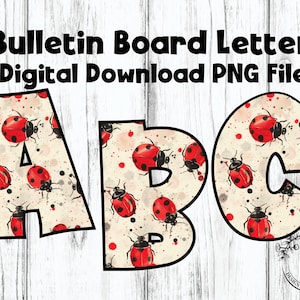 Ladybugs Alphabet Clip Art, Bulletin Board Letters, PNG files, Digital Download, Instant Download