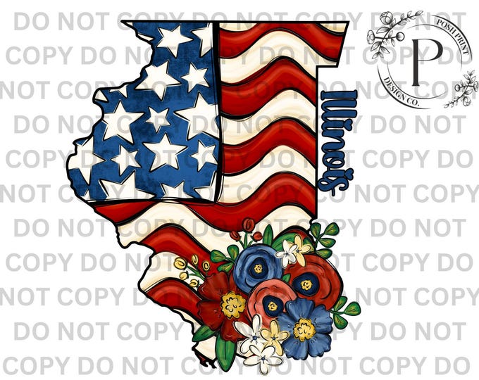 Illinois PNG, Patriotic, Sublimation, USA, T-Shirt Design, Commercial Use, Digital Download