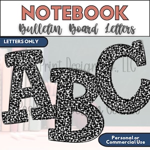 Composition Notebook Bulletin Board Letters | Alphabet Clip Art | Transparent PNG | Commercial Use
