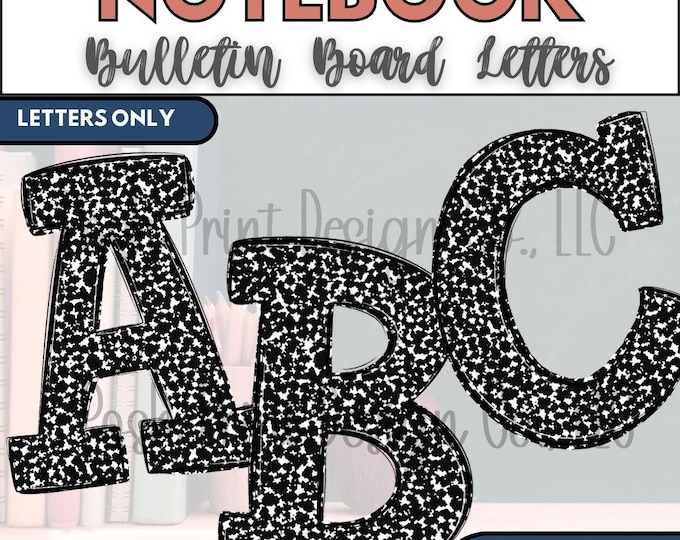 Composition Notebook Bulletin Board Letters | Alphabet Clip Art | Transparent PNG | Commercial Use