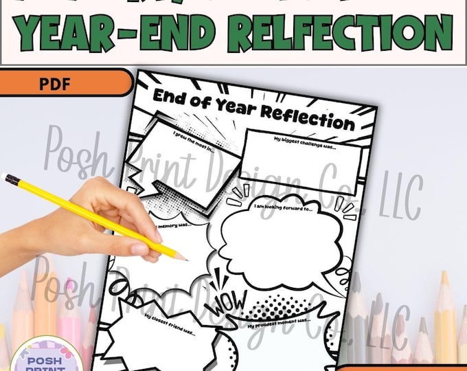 End of Year Reflection Page | Superhero/Comic Theme Student Memory Writing