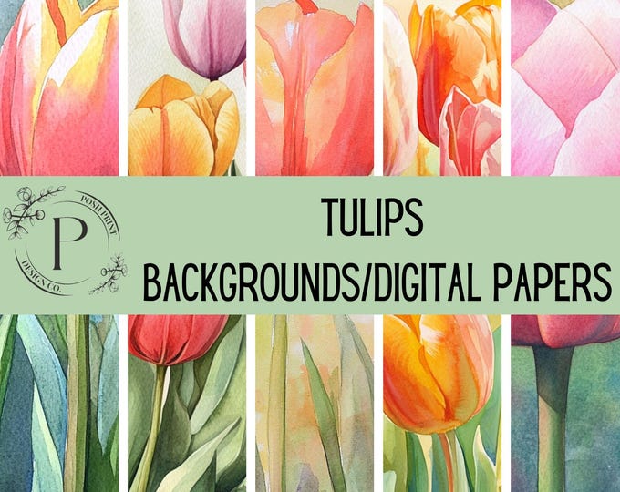 Tulips Backgrounds, Scrapbook Papers, Digital Papers, Junk Journal Papers, AI-Generated, 12x12 inches, JPG files, Digital Download