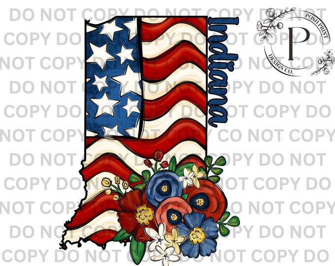 Indiana PNG, Patriotic, Sublimation, USA, T-Shirt Design, Commercial Use, Digital Download