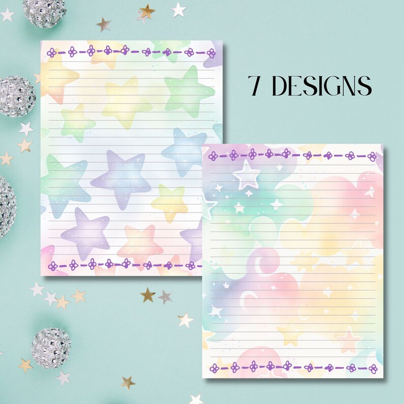 Printable Stationery, Printable Pastel Rainbow Stationery, Stationery ...