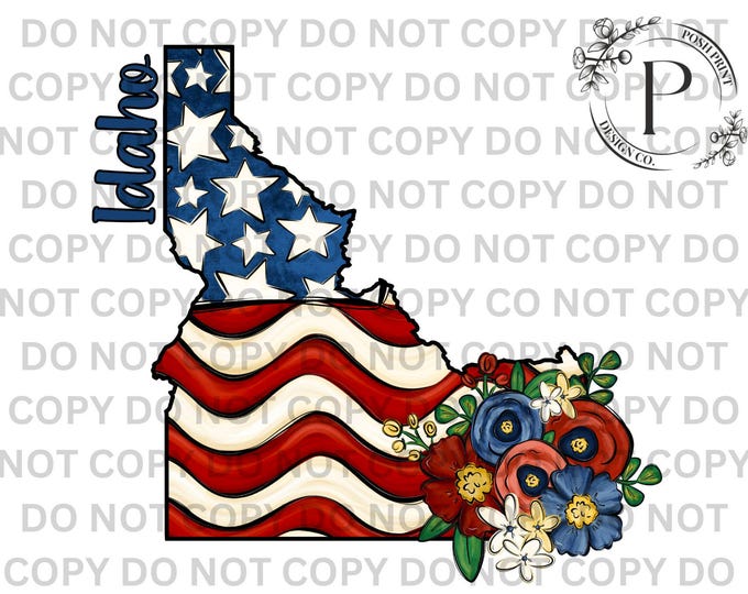 Idaho PNG, Patriotic, Sublimation, USA, T-Shirt Design, Commercial Use, Digital Download
