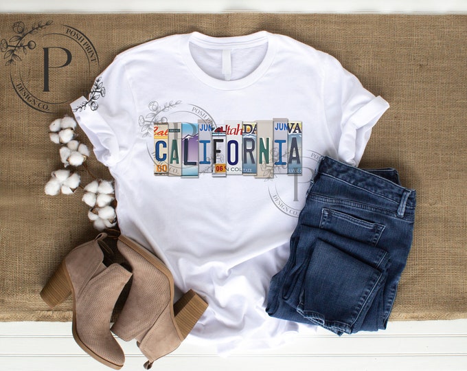California PNG, Sublimation, License Plate, T-Shirt Design, Commercial Use, Digital Download