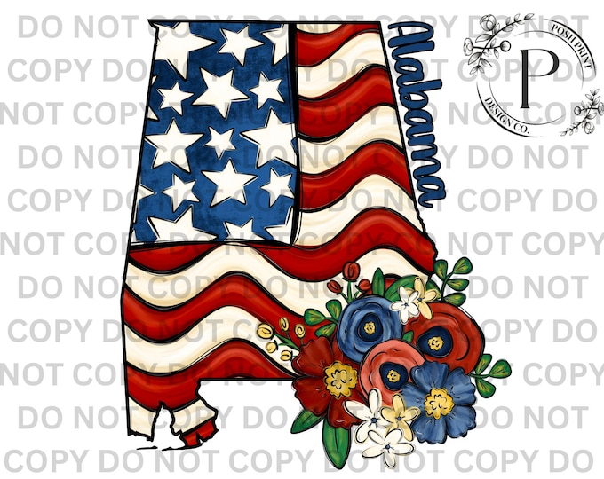 Alabama PNG, Patriotic, Sublimation, USA, T-Shirt Design, Commercial Use, Digital Download