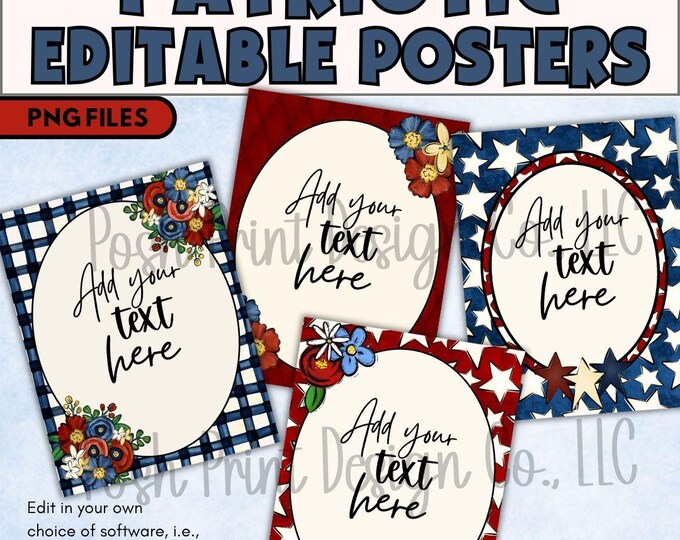 Editable Patriotic | PNG Files | USA Classroom Decor | Fourth of July Party Decor