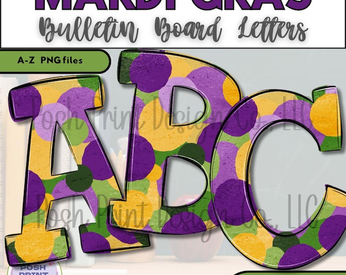 Mardi Gras Bulletin Board Letters | Alphabet Clip Art | Transparent PNG | Commercial Use