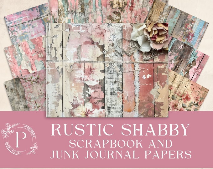 Rustic Shabby Scrapbook Papers, Junk Journal Papers, Barn Wood, Shabby Chic, 11x8.5 Landscape, Digital Download