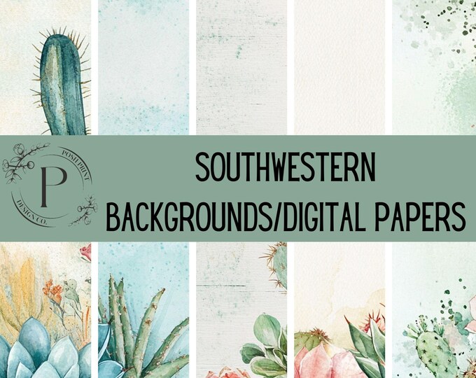 Southwestern Backgrounds, Scrapbook or Digital Papers, Junk Journal, AI-Generated, JPG files, Digital Download