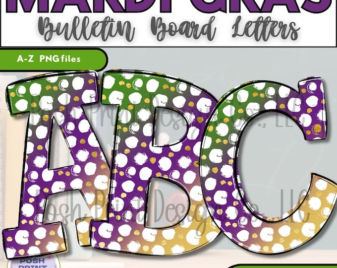 Mardi Gras Bulletin Board Letters | Alphabet Clip Art | Transparent PNG | Commercial Use