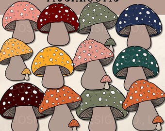 Mushrooms Clip Art, Cute Mushrooms, Commercial Use PNGs