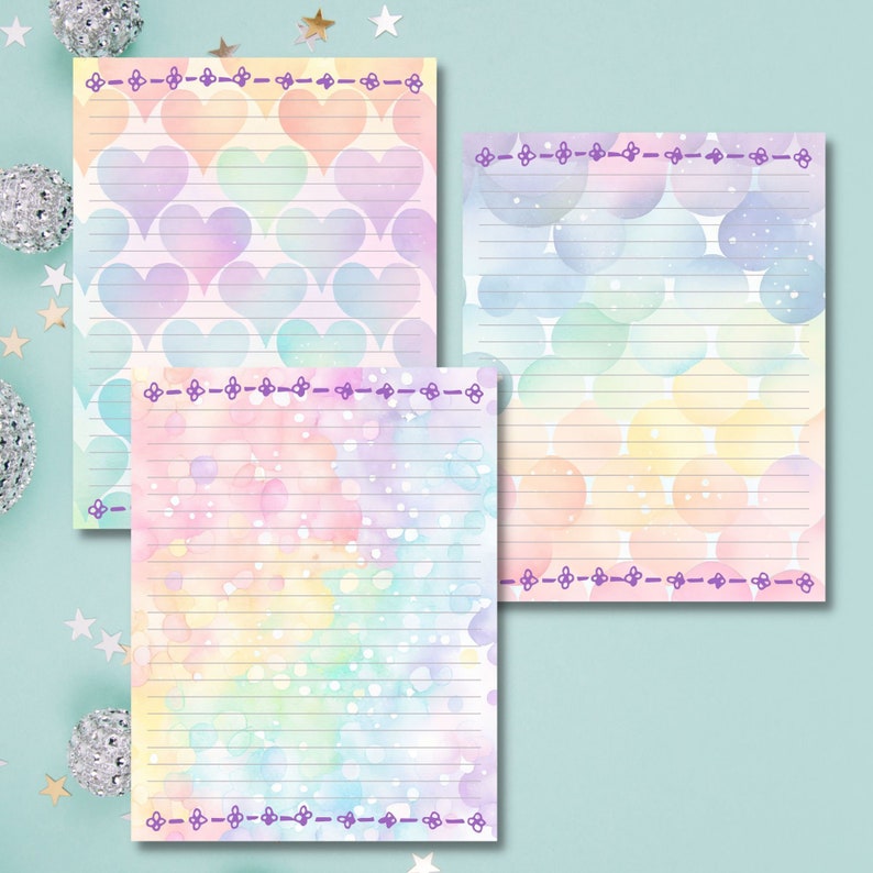 Printable Stationery, Printable Pastel Rainbow Stationery, Stationery ...