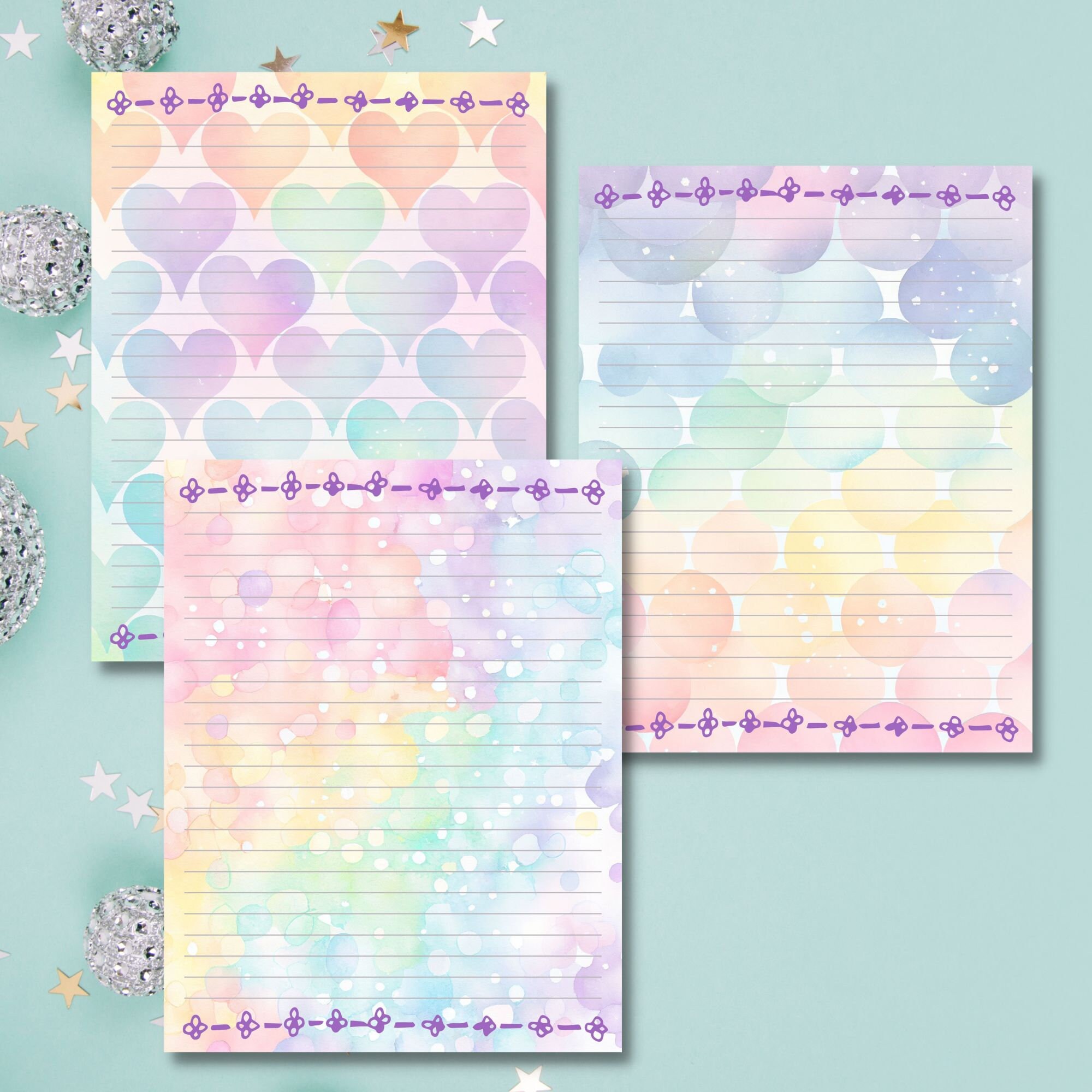 Printable Stationery, Printable Pastel Rainbow Stationery, Stationery ...
