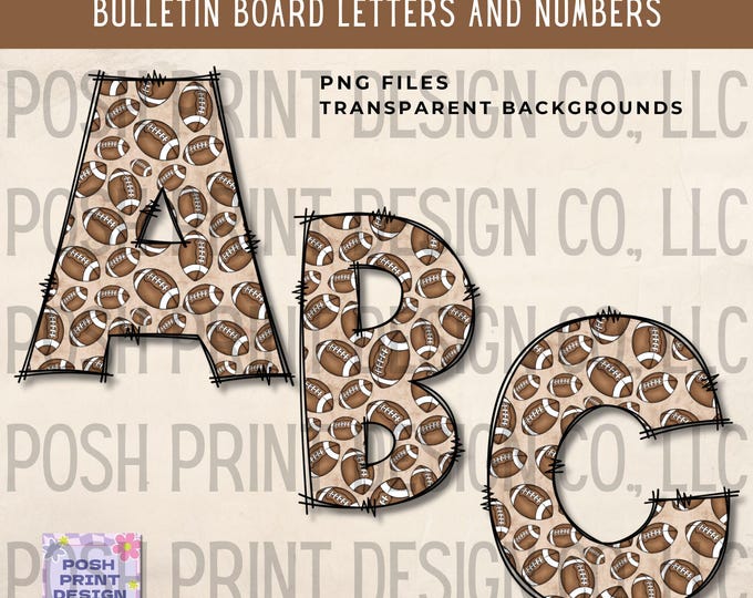 Football Alphabet Clip Art, Bulletin Board Letters, PNG files, Digital Download