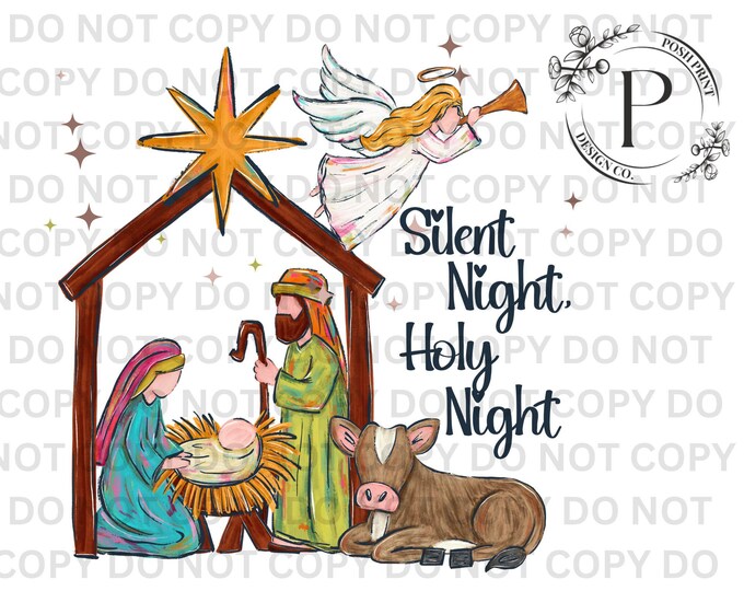Nativity PNG | Christmas PNG | Silent Night PNG | Holiday Sublimation Design | Commercial Use