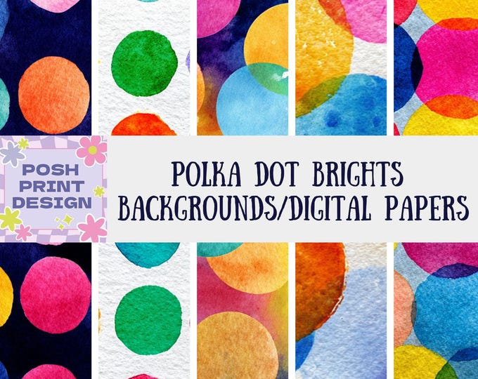 Polka Dot Brights, Scrapbook Pages, Digital Papers, Junk Journal, AI-Generated, 12x12 inches, JPG files