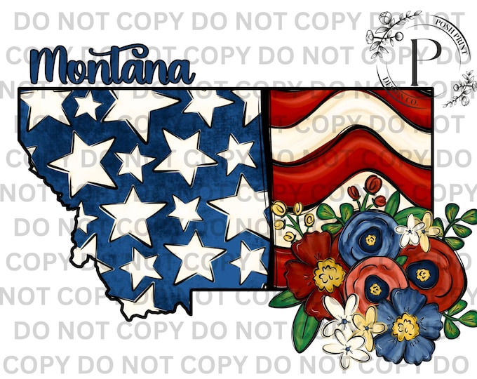 Montana PNG, Patriotic, Sublimation, USA, T-Shirt Design, Commercial Use, Digital Download