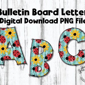 Bulletin Board Letters, Colorful Ladybugs, Alphabet Clip Art, PNG files, Digital Download, Instant Download