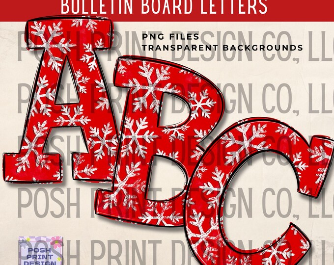 Winter Snowflakes Alphabet Clip Art |  Bulletin Board Letters | Transparent PNG | Commercial Use