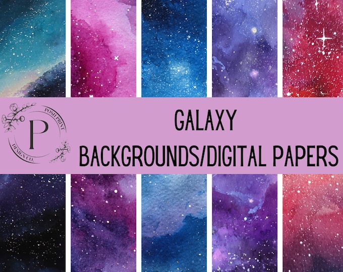 Galaxy Backgrounds, Scrapbook Papers, Digital Papers, Junk Journal Papers, AI-Generated, 12x12 inches, JPG files, Digital Download