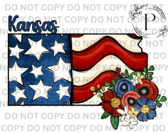Kansas PNG, Patriotic, Sublimation, USA, T-Shirt Design, Commercial Use, Digital Download