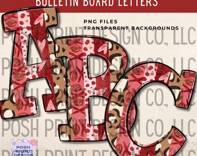 Valentine Alphabet Clip Art |  Bulletin Board Letters | Transparent PNG | Commercial Use
