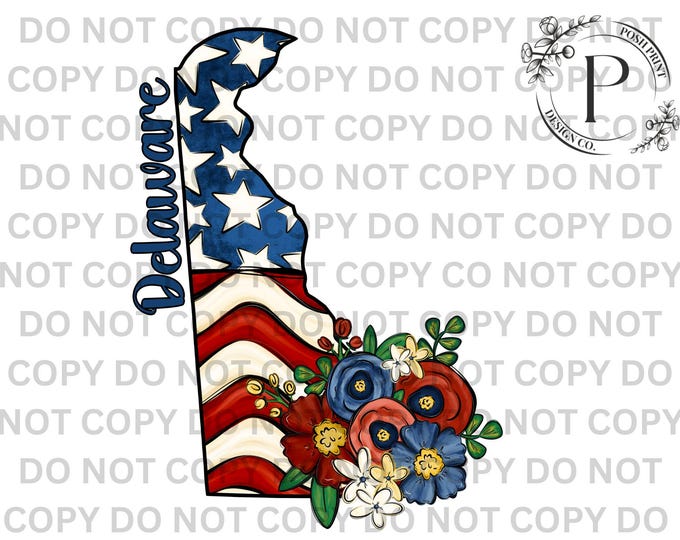 Delaware PNG, Patriotic, Sublimation, USA, T-Shirt Design, Commercial Use, Digital Download