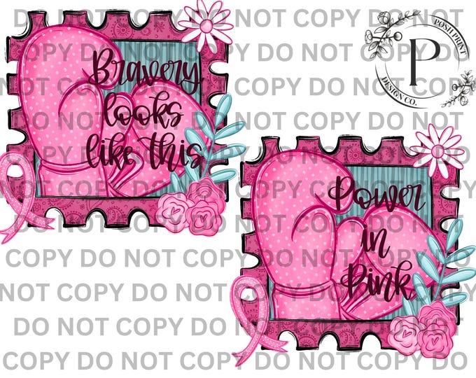 Breast Cancer Awareness Postage Stamp PNG | Survivor | T shirt Design | DTF | Sublimation | Commercial Use