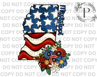 Mississippi PNG, Patriotic, Sublimation, USA, T-Shirt Design, Commercial Use, Digital Download