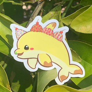 Sticker découpé holographique dauphin fendu banane
