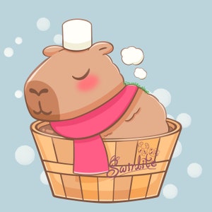 Cute Capybara Hot Cocoa Bath Holographic Sticker