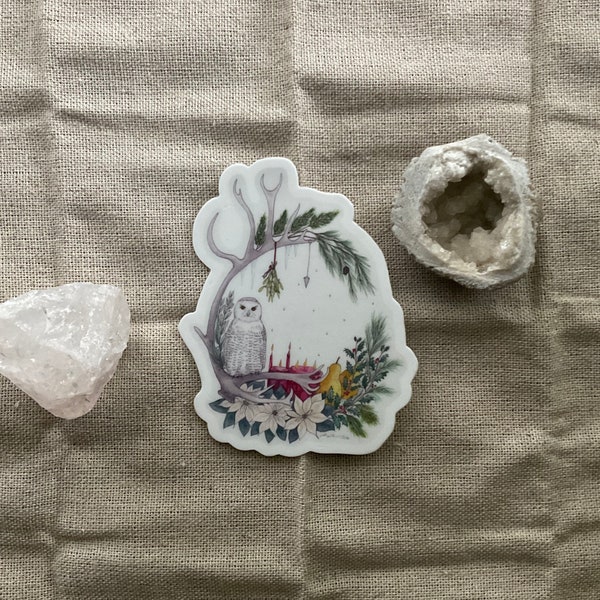 Yule Wheel of the Year Correspondences Wreath Vinyl Sticker