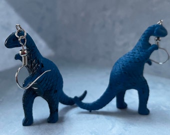 Plastic Blue  Dinosaur Earrings