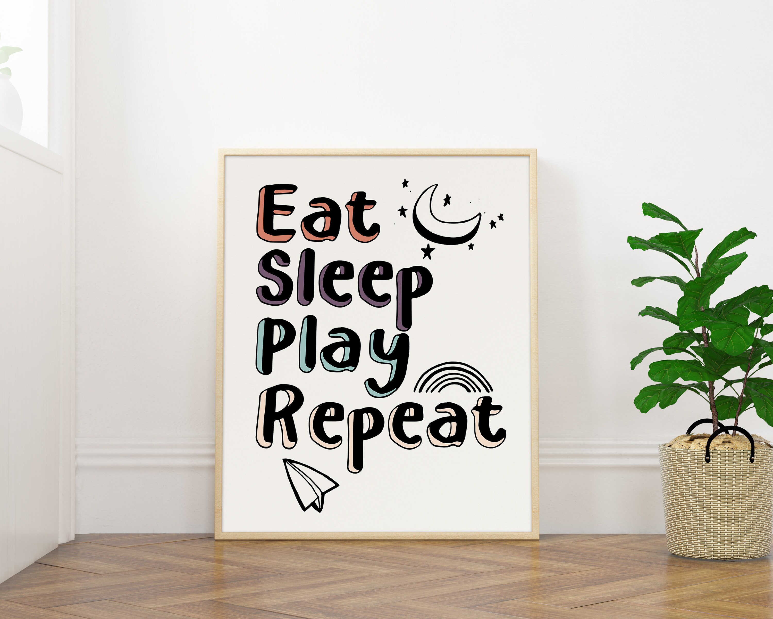 Eat Sleep Play Repeat Printable Playroom sign Playroom Wall Etsy