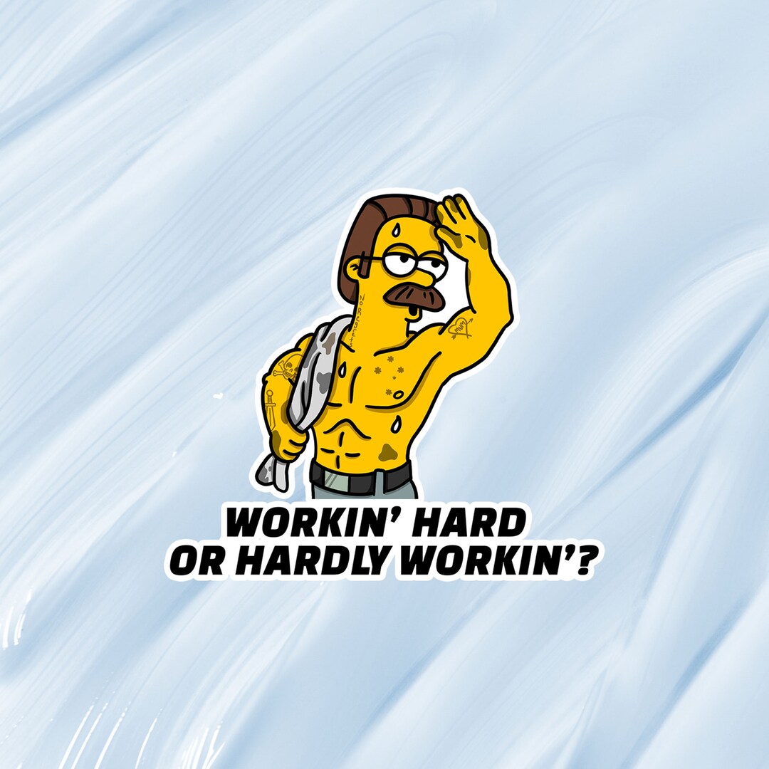 Ned Flanders Workin Hard VINYL STICKER Car Truck Decal - Etsy Australia