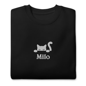 Embroidered Custom Cat Sweater, Cat Lover Sweater, Cat Mom Sweater, Custom Embroidered Sweater, Cat Embroidery, Personalized Cat Hoodie