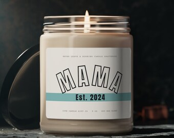 MAMA Est 2024, 1st Mothers Day gift for new mom, Mom birthday gift, spa gift, mom stress relief candle, minimalist decor, mama self care box