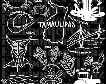 Tamaulipas Mexico State Doodle Design, Mexican State Clipart, Digital Download PNG, Mexico Outline Art, Cricut File, Printable Graphic