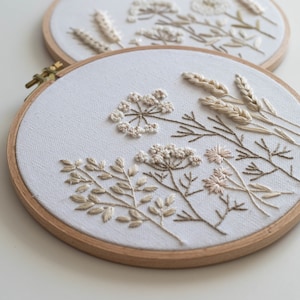 Wildflowers embroidery pattern + video tutorial, beginner embroidery PDF pattern, botanical embroidery designs