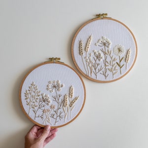 Wildflowers Embroidery Pattern + Video Tutorial, Beginner Embroidery ...