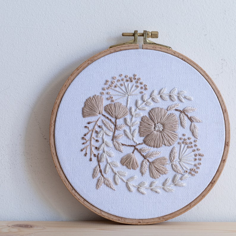 Flower embroidery pattern video tutorial, beginner embroidery PDF pattern, floral embroidery designs image 6