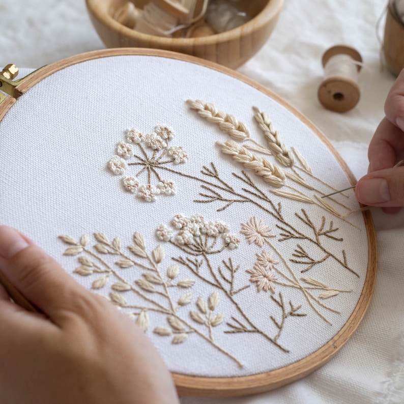 Wildflowers Embroidery Pattern Video Tutorial Beginner - Etsy