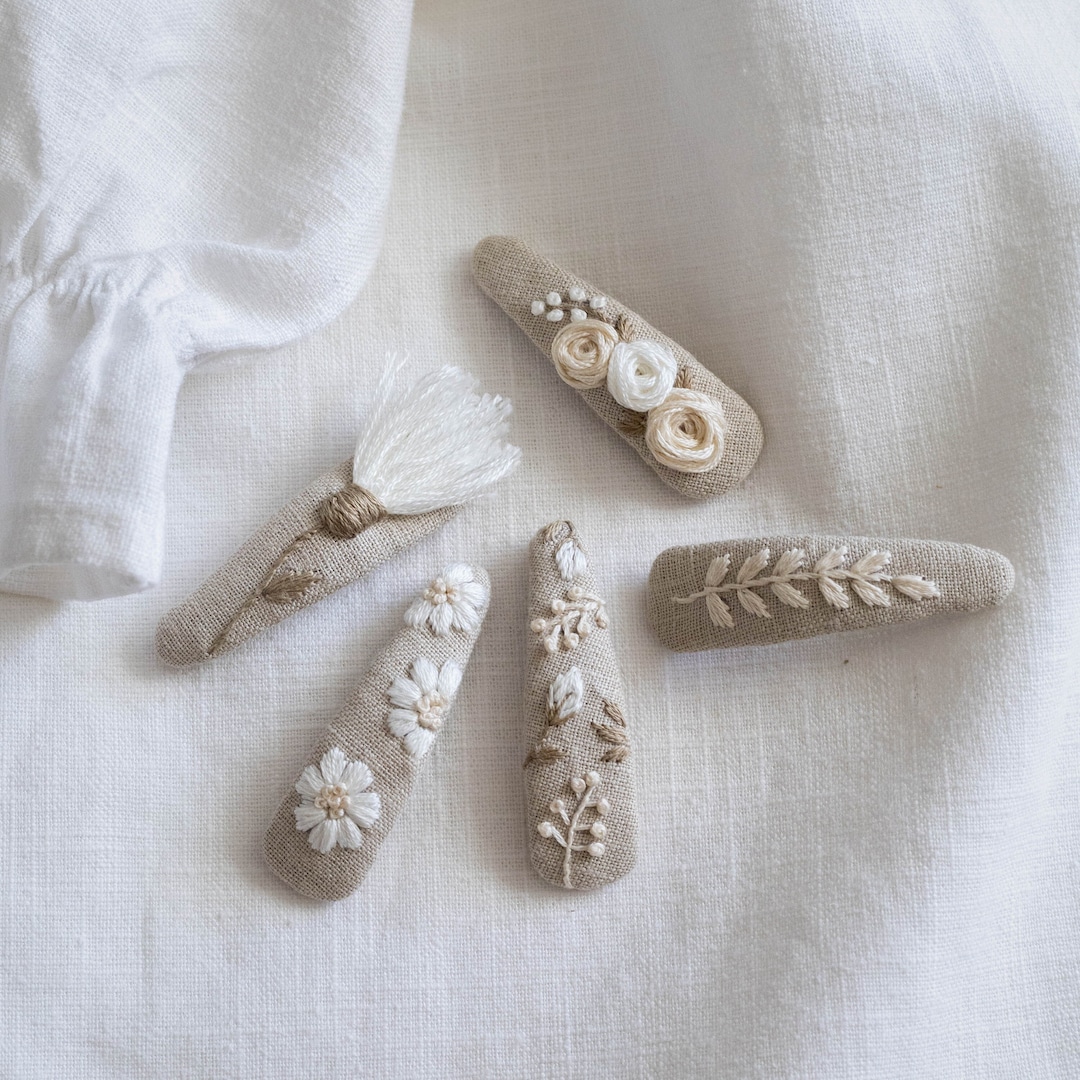 Hair Clips Embroidery Pattern Video Tutorial, Beginner Embroidery PDF