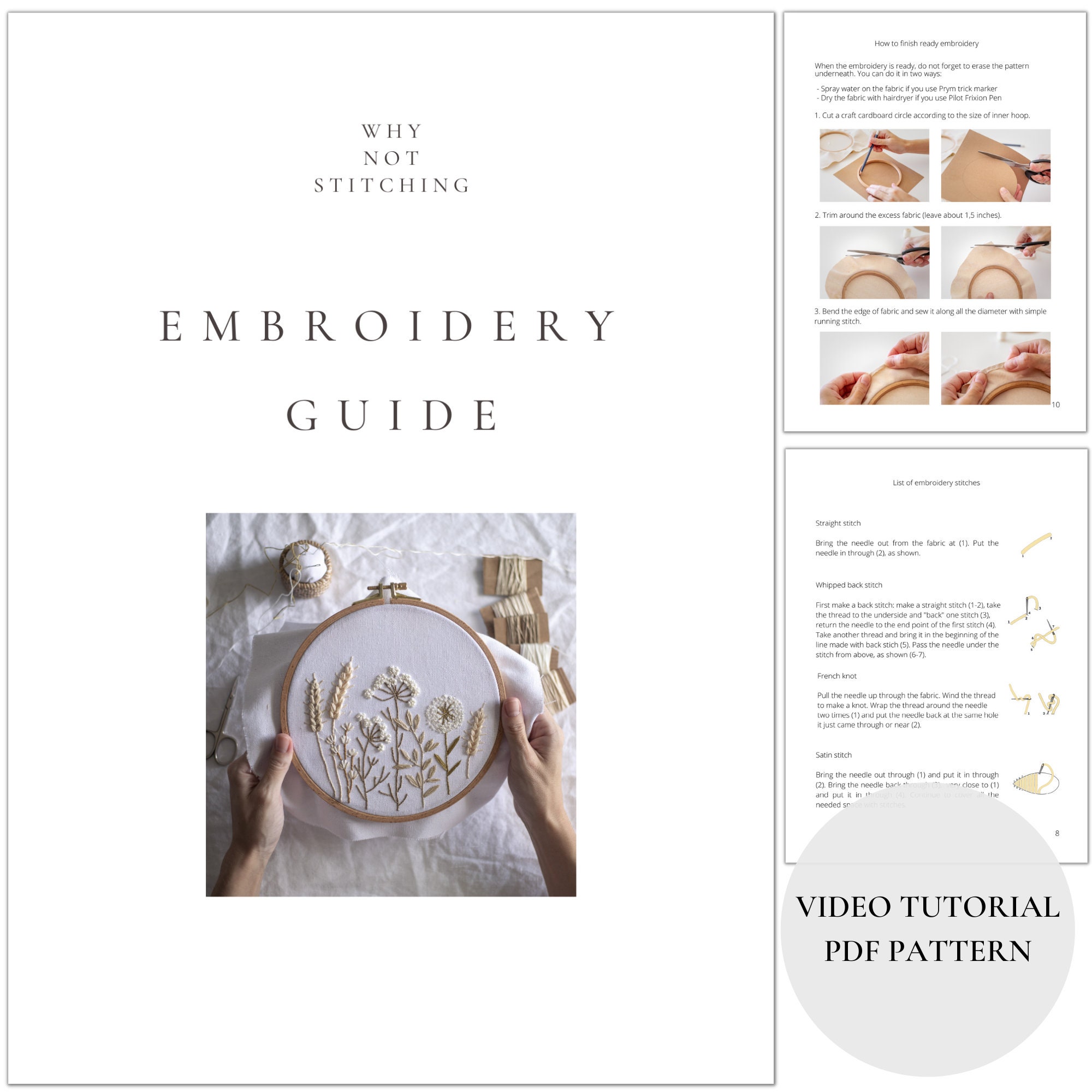Wildflowers Embroidery Pattern Video Tutorial Beginner - Etsy
