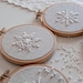 Five Snowflakes Christmas embroidery pattern + video tutorial, beginner embroidery PDF pattern, winter embroidery designs 