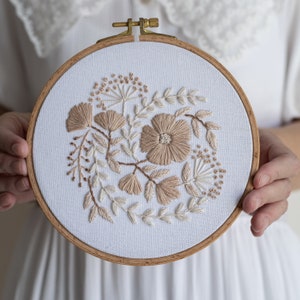 Flower embroidery pattern video tutorial, beginner embroidery PDF pattern, floral embroidery designs image 3